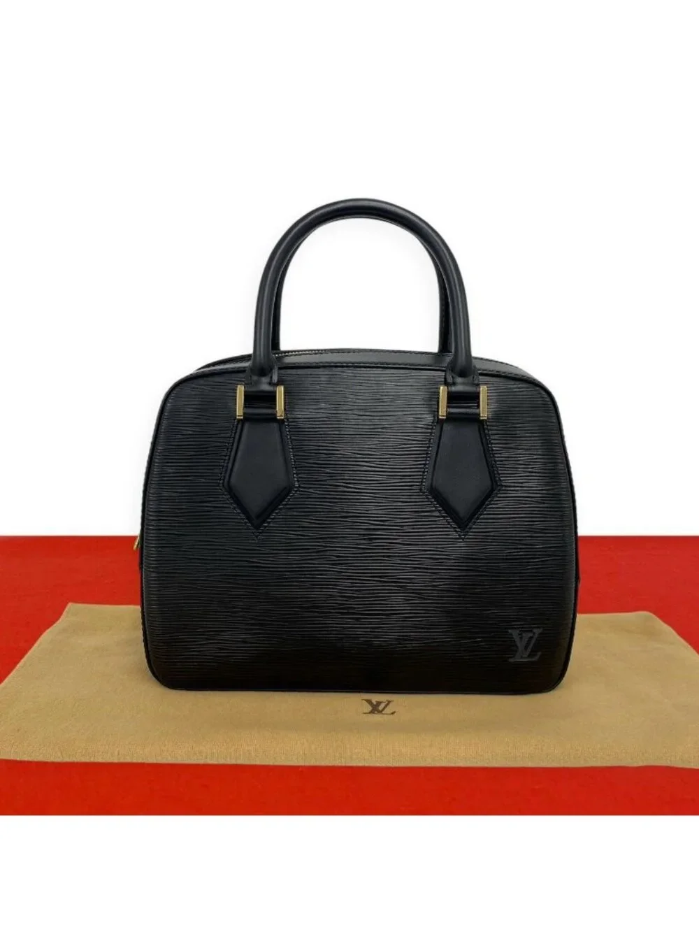 Louis Vuitton Vintage Blanc Epi Leather Boston Bag Noir